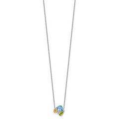 SS Rhodium Lt. Swiss BT/White Topaz/Peridot/Citrine 18in Necklace