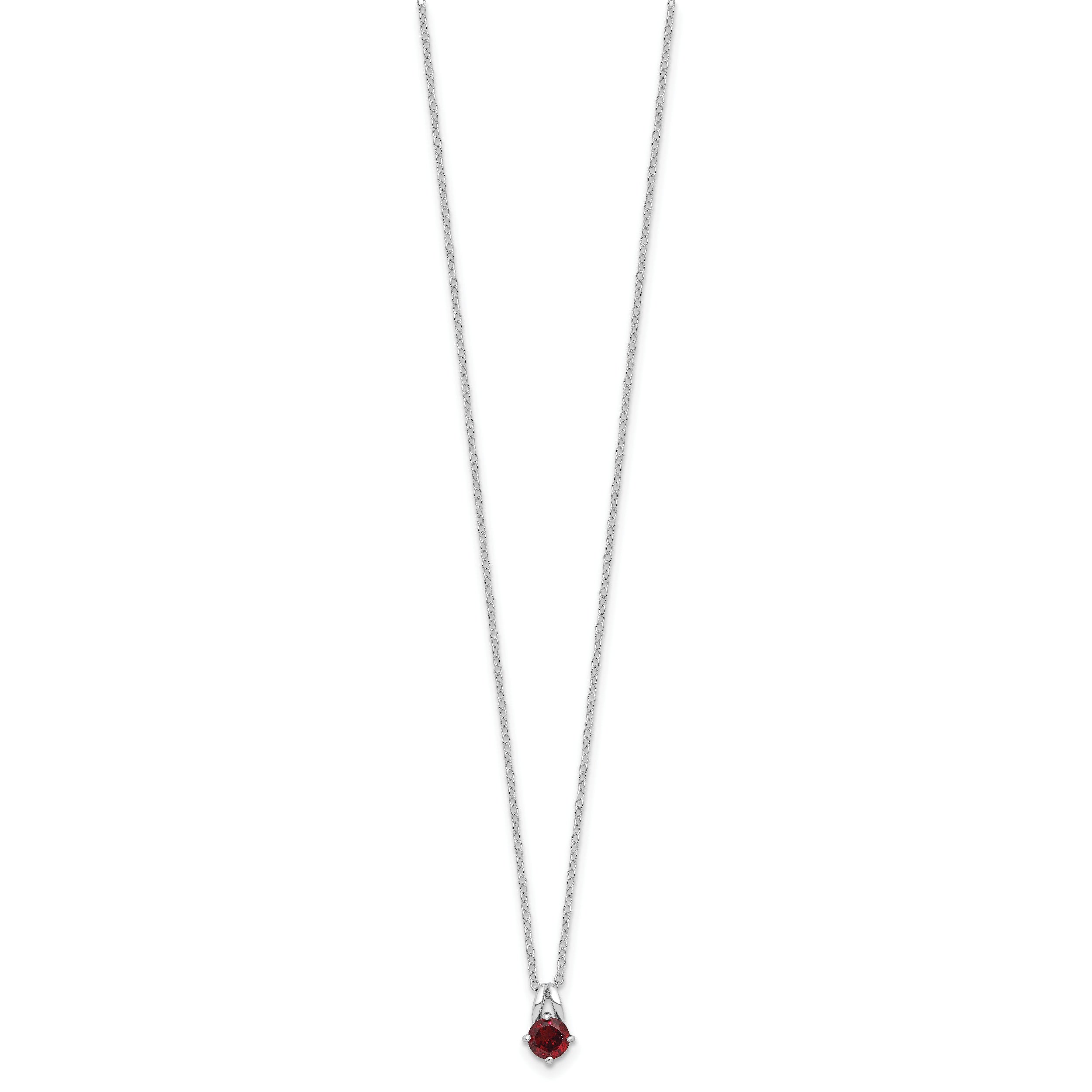 Sterling Silver Rhodium-plated .6GA Garnet 16in w/1in ext Necklace