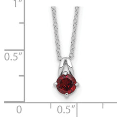 Sterling Silver Rhodium-plated .6GA Garnet 16in w/1in ext Necklace