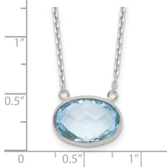 Sterling Silver Polished Oval Blue Topaz 17in w/.5in ext Necklace