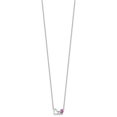 Sterling Silver Rhodium-plated with Pink CZ Hearts 16in w/2in ext Necklace