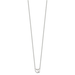 Sterling Silver E-Coating CZ Heart 16in w/2in ext Necklace