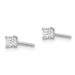 Sterling Silver Madi K Rhodium-plated Polished 3mm Square CZ Children's Stud Earrings