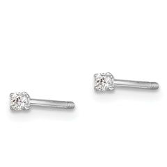 Sterling Silver Madi K Rhodium-plated 2mm Round CZ Children's Stud Earrings