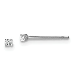 Sterling Silver Madi K Rhodium-plated 2mm Round CZ Children's Stud Earrings