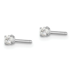 Sterling Silver Madi K Rhodium-plated 2.5mm Round CZ Children's Stud Earrings