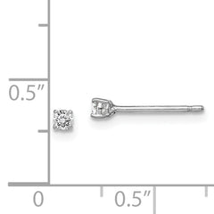 Sterling Silver Madi K Rhodium-plated 2.5mm Round CZ Children's Stud Earrings