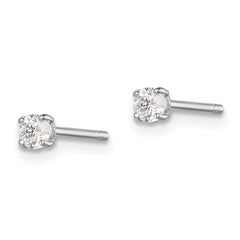 Sterling Silver Madi K Rhodium-plated 3mm Round CZ Children's Stud Earrings