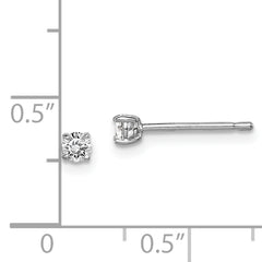 Sterling Silver Madi K Rhodium-plated 3mm Round CZ Children's Stud Earrings