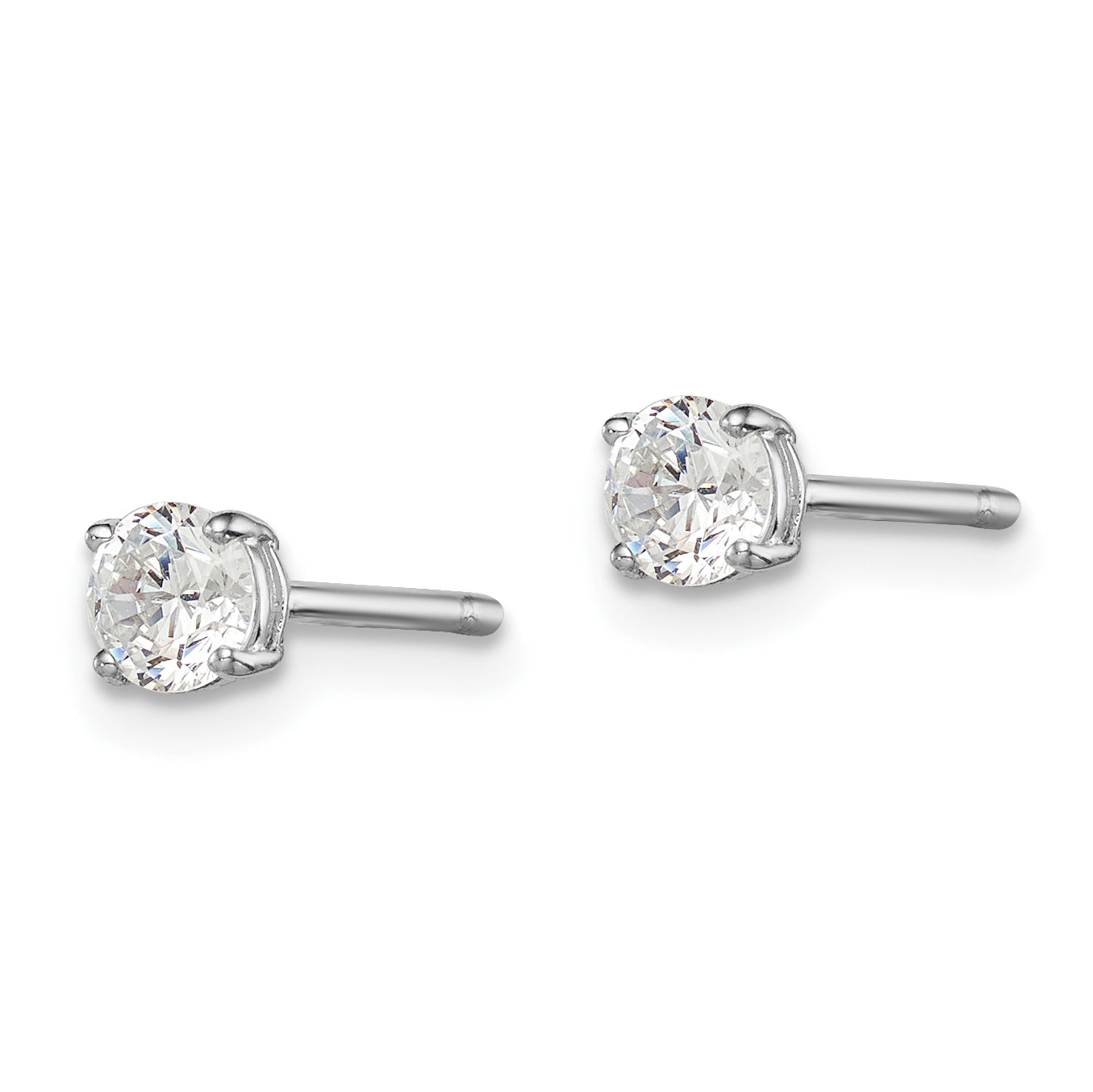 Sterling Silver Madi K Rhodium-plated 4mm Round CZ Children's Stud Earrings