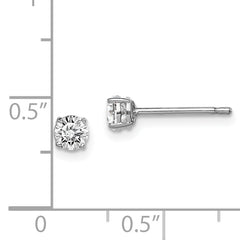 Sterling Silver Madi K Rhodium-plated 4mm Round CZ Children's Stud Earrings