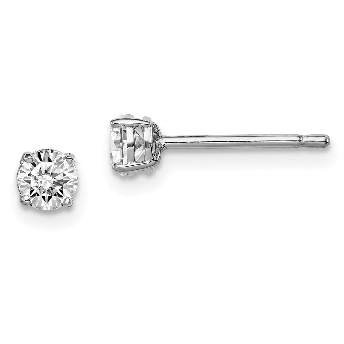 Sterling Silver Madi K Rhodium-plated 4mm Round CZ Children's Stud Earrings