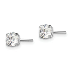 Sterling Silver Madi K Rhodium-plated 5mm Round CZ Children's Stud Earrings