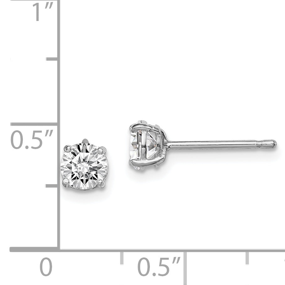 Sterling Silver Madi K Rhodium-plated 5mm Round CZ Children's Stud Earrings