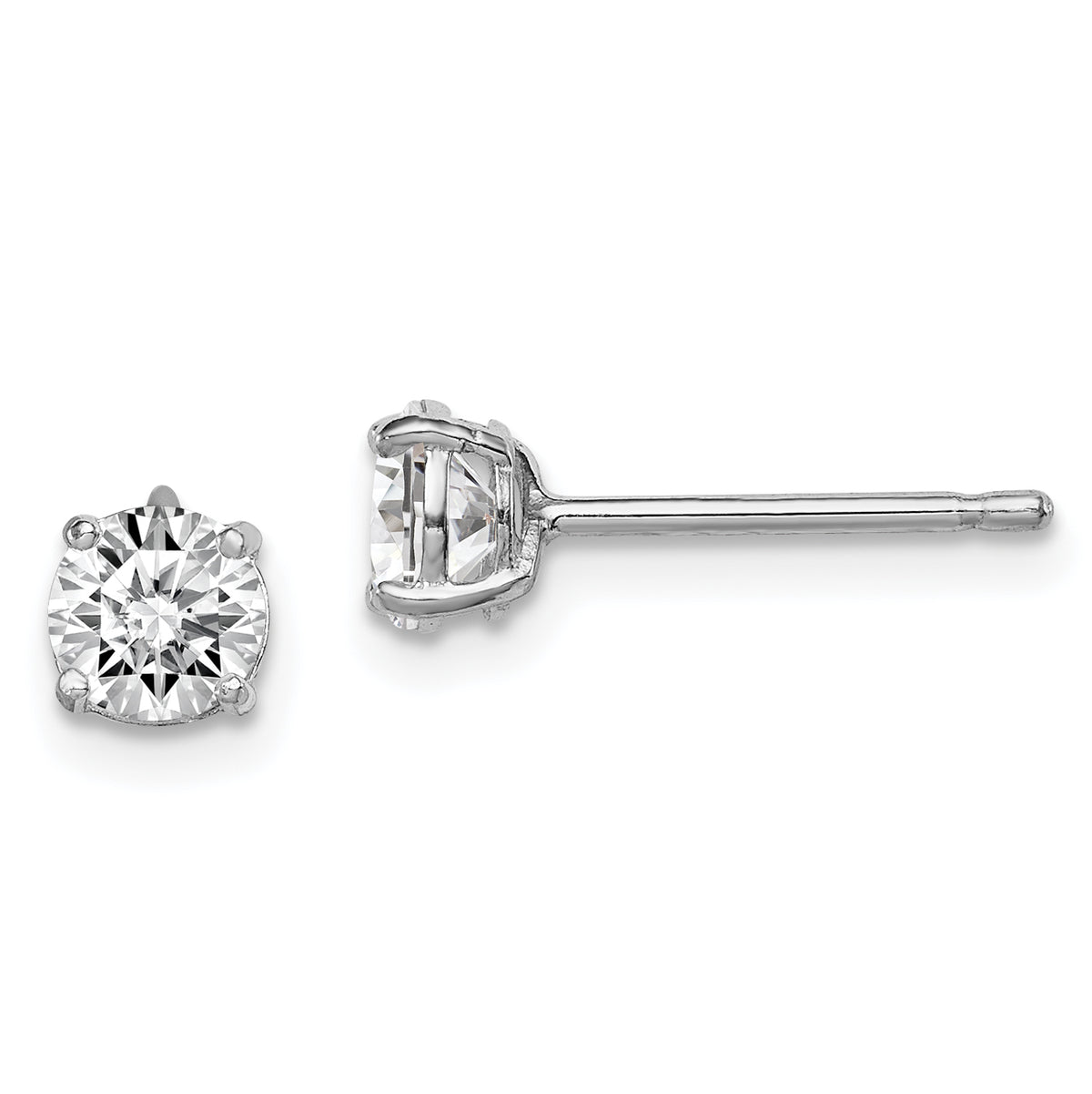 Sterling Silver Madi K Rhodium-plated 5mm Round CZ Children's Stud Earrings