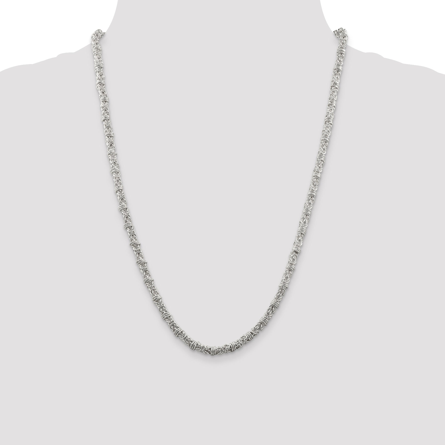 Sterling Silver 4mm Fancy Byzantine Chain