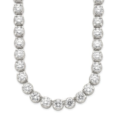 Sterling Silver 17in Rhodium-plated Fancy Mulitple CZ Necklace