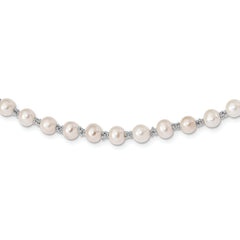 Sterling Silver Rhodium-plated White FW Cultured Pearl Necklace