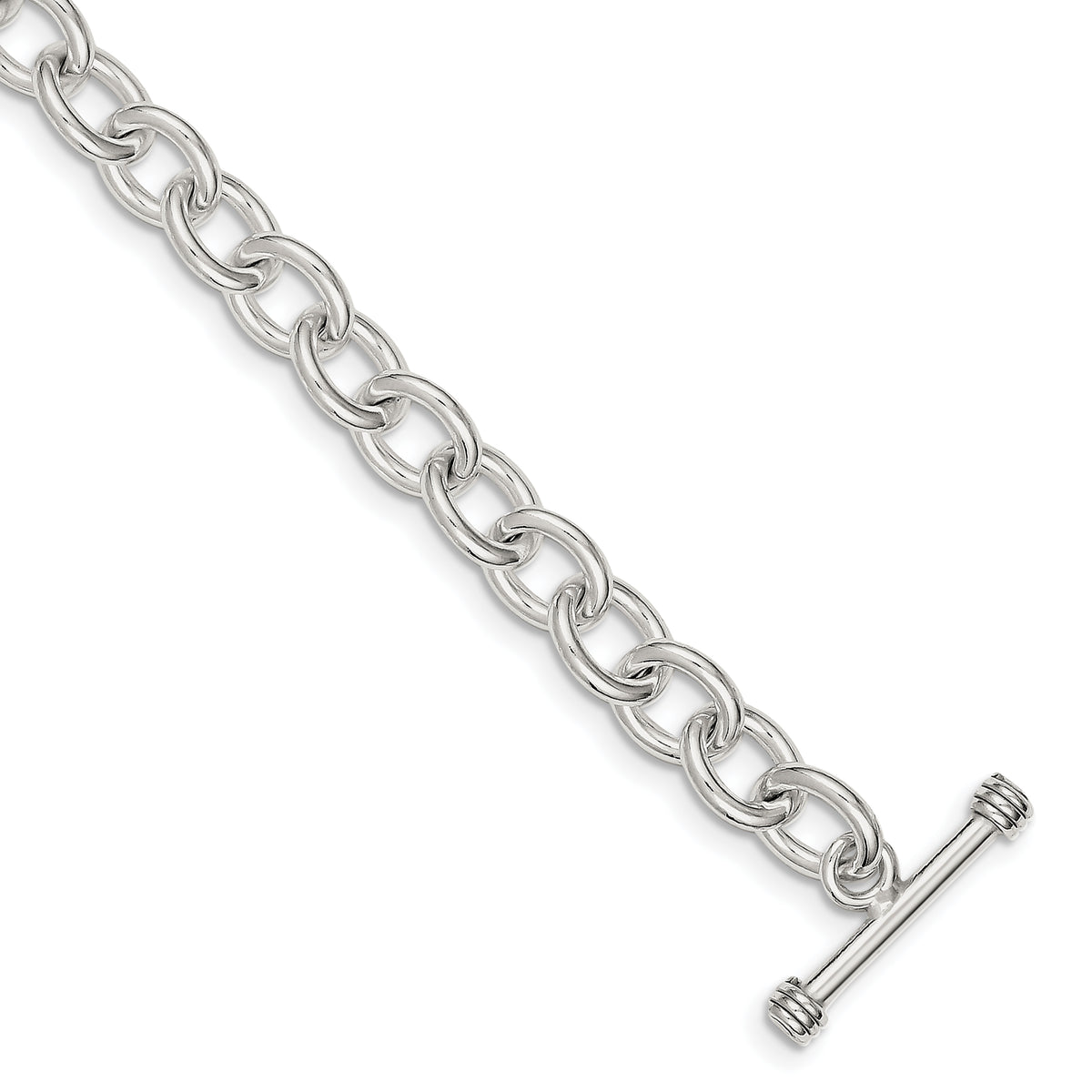 Sterling Silver 8.75inch Polished Fancy Link Toggle Bracelet