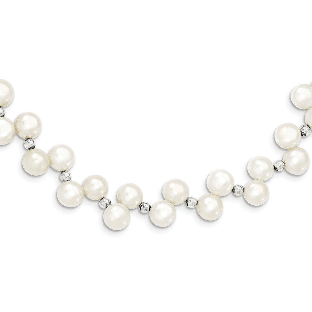 Sterling Silver 925 Button Pearl Necklace with Polished Finish Elegant Design