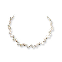 Sterling Silver 925 Button Pearl Necklace with Polished Finish Elegant Design