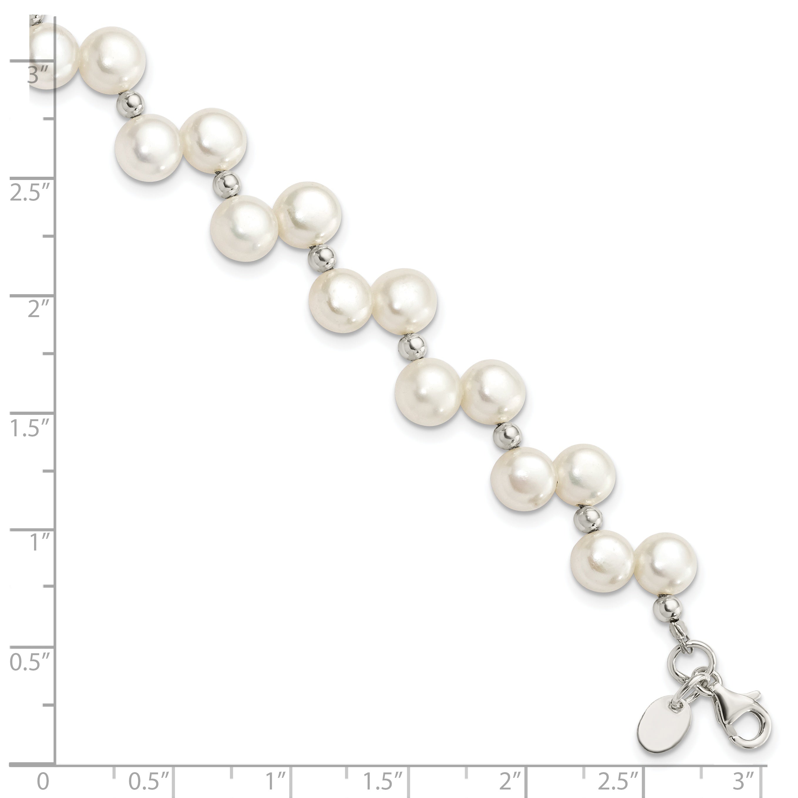 Sterling Silver FW Cultured Button Pearl 7.5in Bracelet