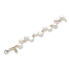 Sterling Silver FW Cultured Button Pearl 7.5in Bracelet