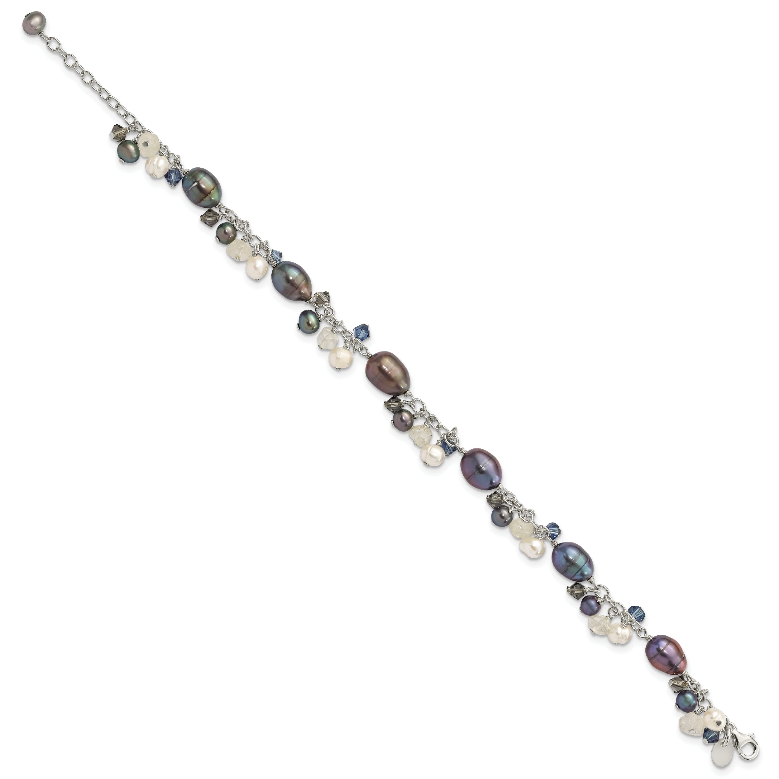 Sterling Silver Crystal /FW Cultured Pearl Bracelet