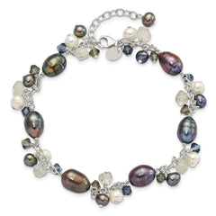 Sterling Silver Crystal /FW Cultured Pearl Bracelet