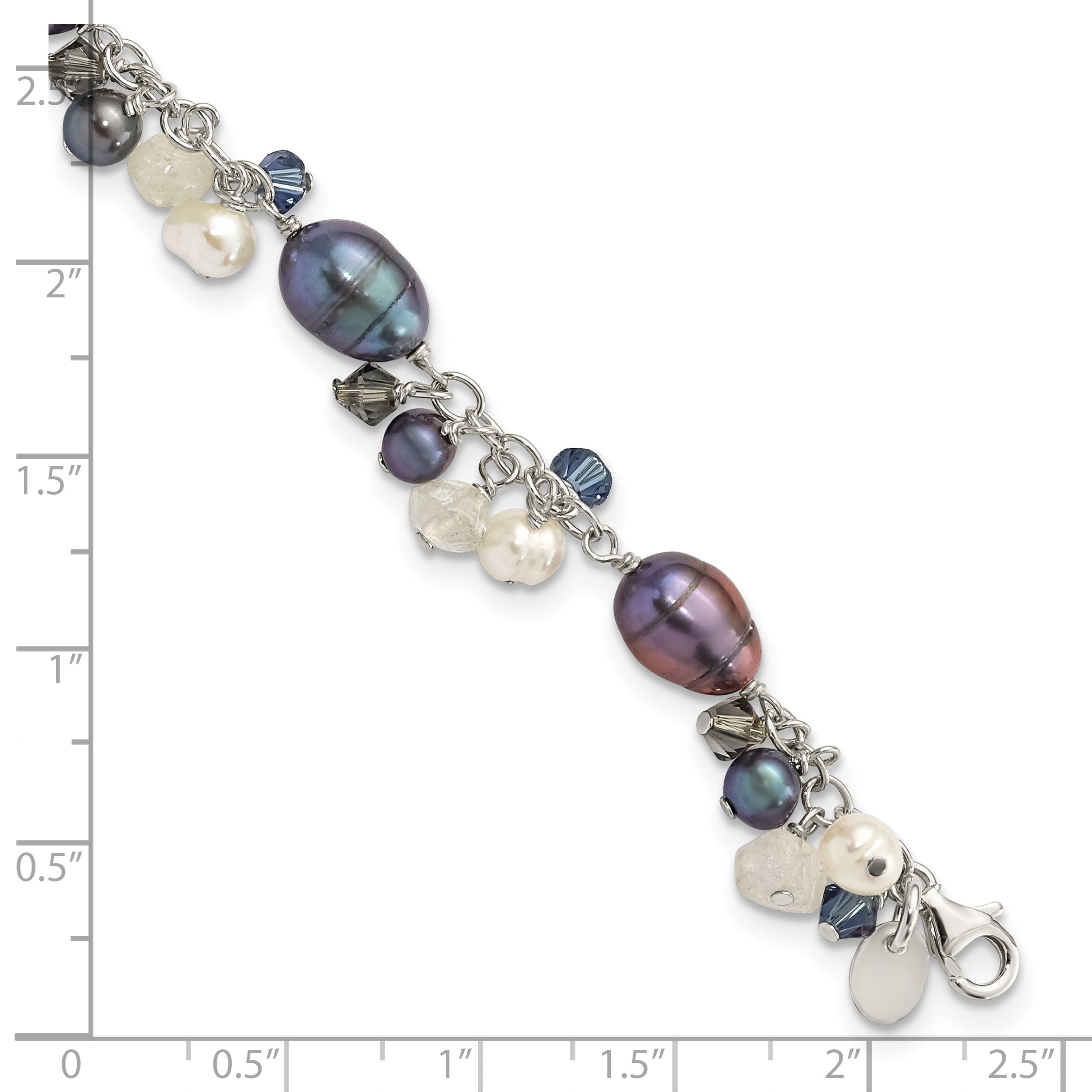 Sterling Silver Crystal /FW Cultured Pearl Bracelet