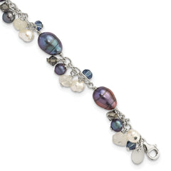 Sterling Silver Crystal /FW Cultured Pearl Bracelet