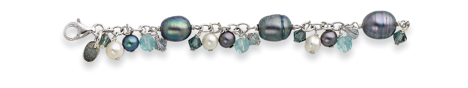 Sterling Silver Crystal /FW Cultured Pearl Bracelet