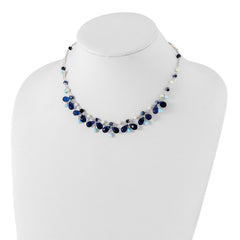 Sophia Jewelers 925 Sterling Silver Blue Crystal and Pearl Beaded Necklace