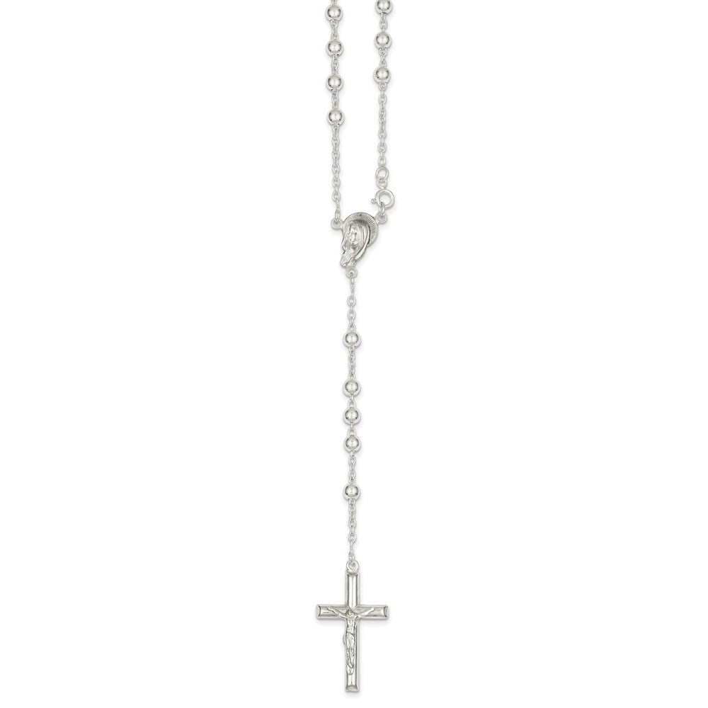 Sterling Silver Polished Rosary Necklace