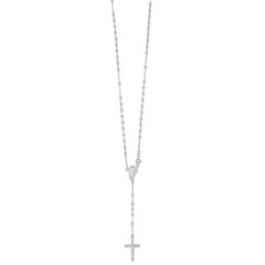 Sterling Silver Polished Bead Rosary 18 inch Necklace