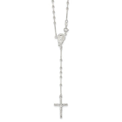 Sterling Silver Polished Bead Rosary 18 inch Necklace