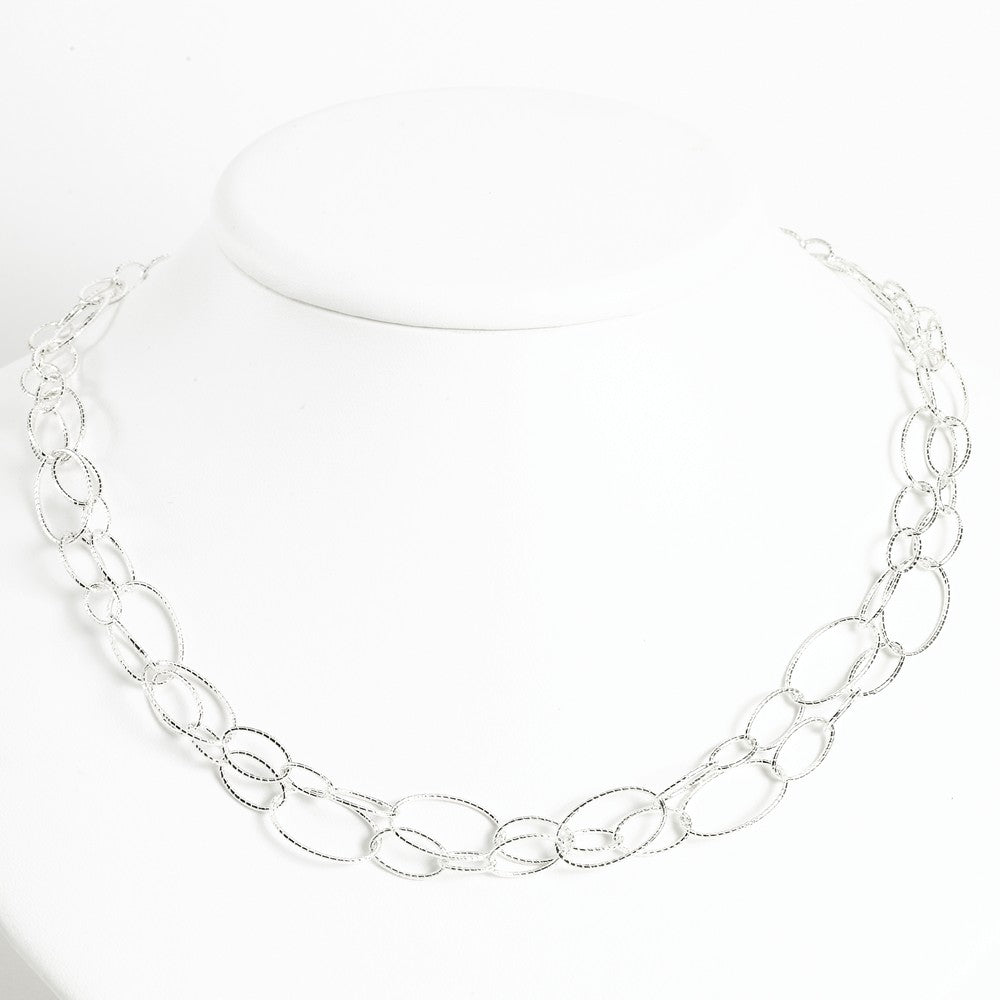 Sterling Silver Fancy Oval Link Necklace