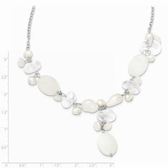 Sterling Silver Moonstone/FW Cultured Pearl/Rock Qtz/White Jade Neck