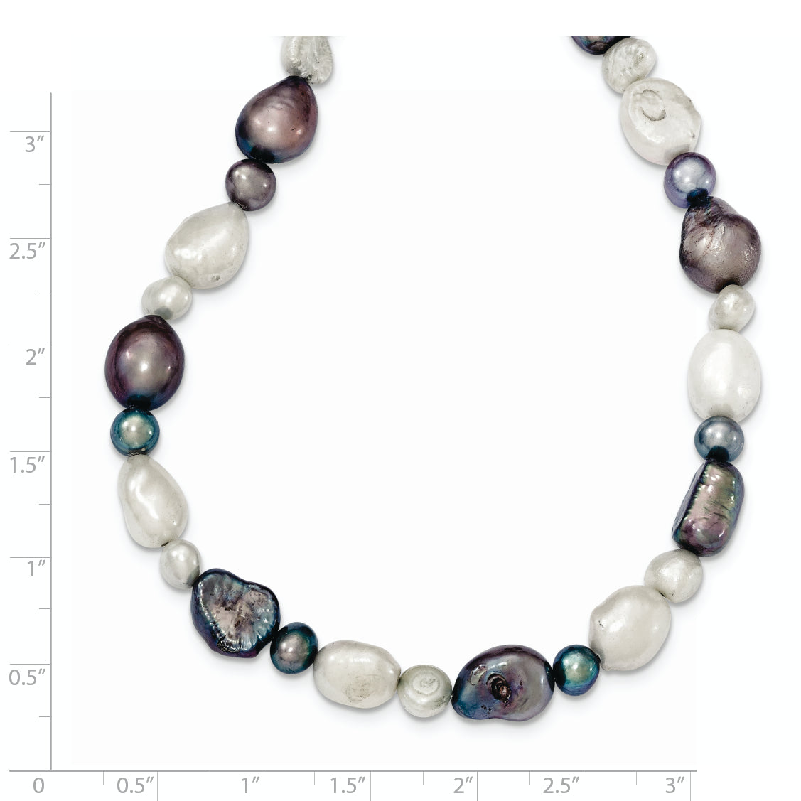 Sterling Silver White and Grey FW Cultured Pearl Necklace