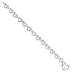 Sterling Silver 7.5inch Polished Fancy Heart Link Bracelet