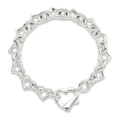 Sterling Silver 7.5inch Polished Fancy Heart Link Bracelet