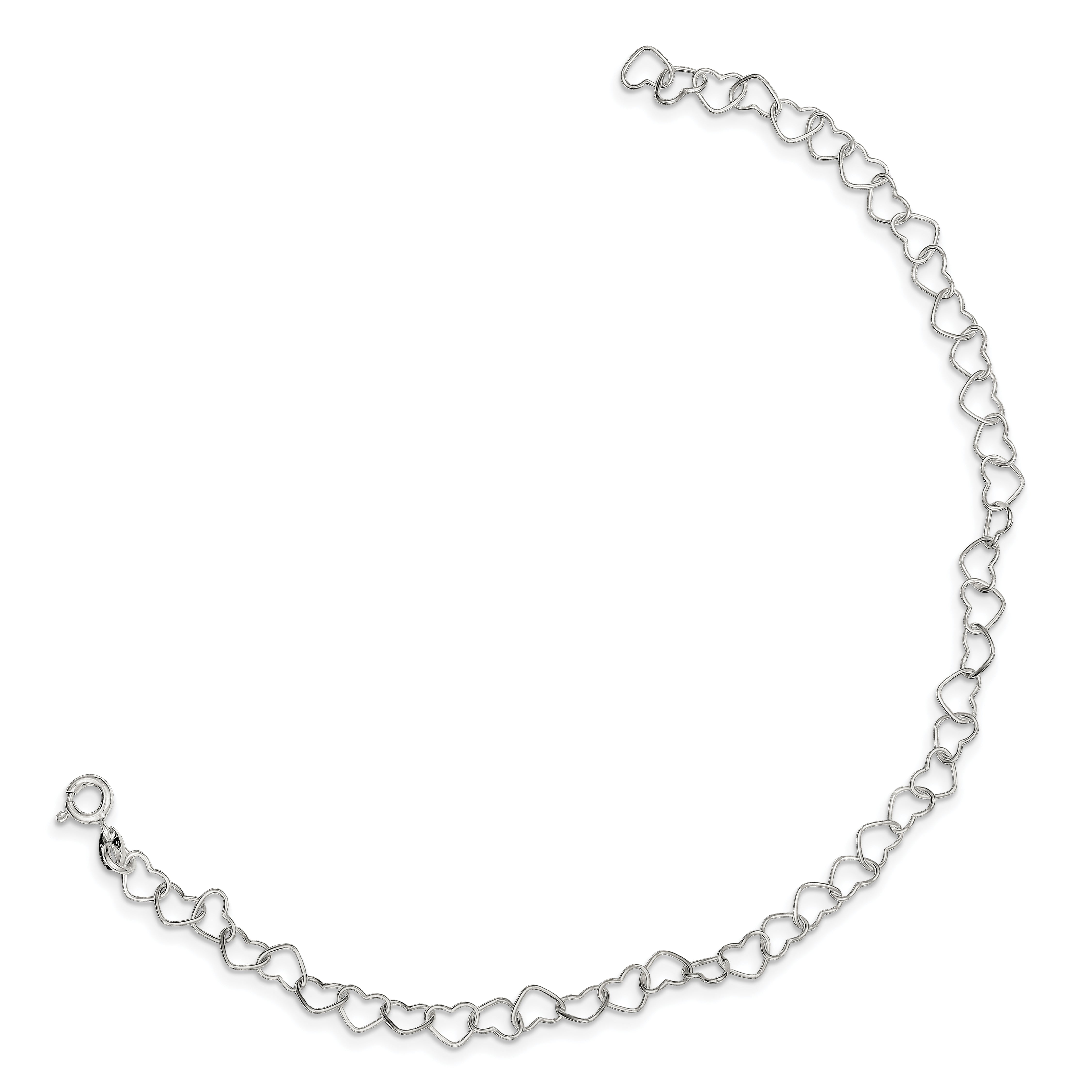 Sterling Silver 18inch Polished Fancy Heart Link Necklace