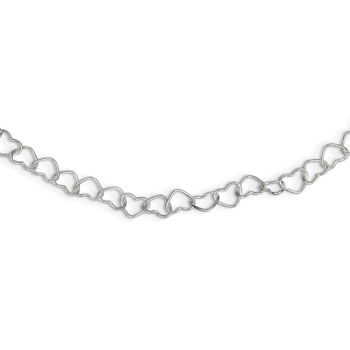 Sterling Silver 18inch Polished Fancy Heart Link Necklace