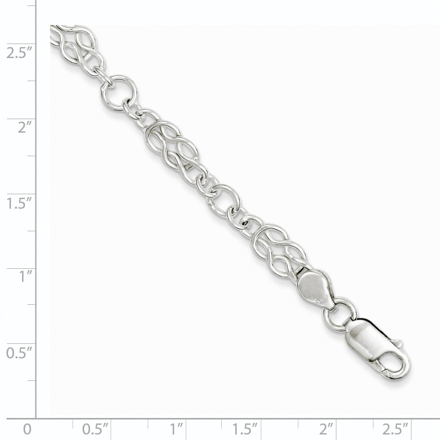 Sterling Silver 7.5inch Polished Fancy Knot-Link Bracelet