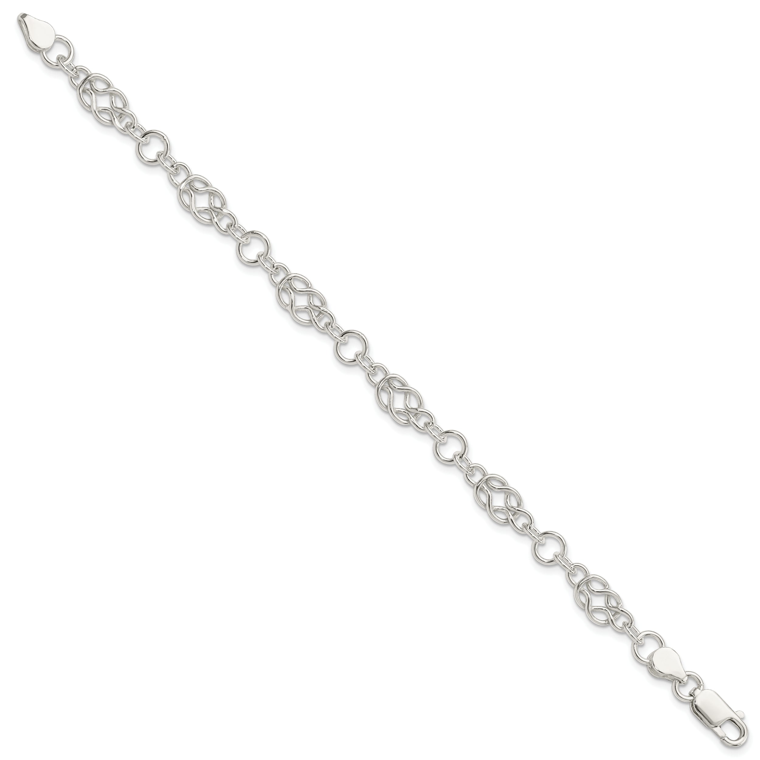 Sterling Silver 7.5inch Polished Fancy Knot-Link Bracelet