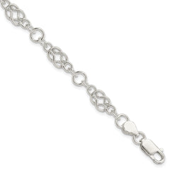 Sterling Silver 7.5inch Polished Fancy Knot-Link Bracelet