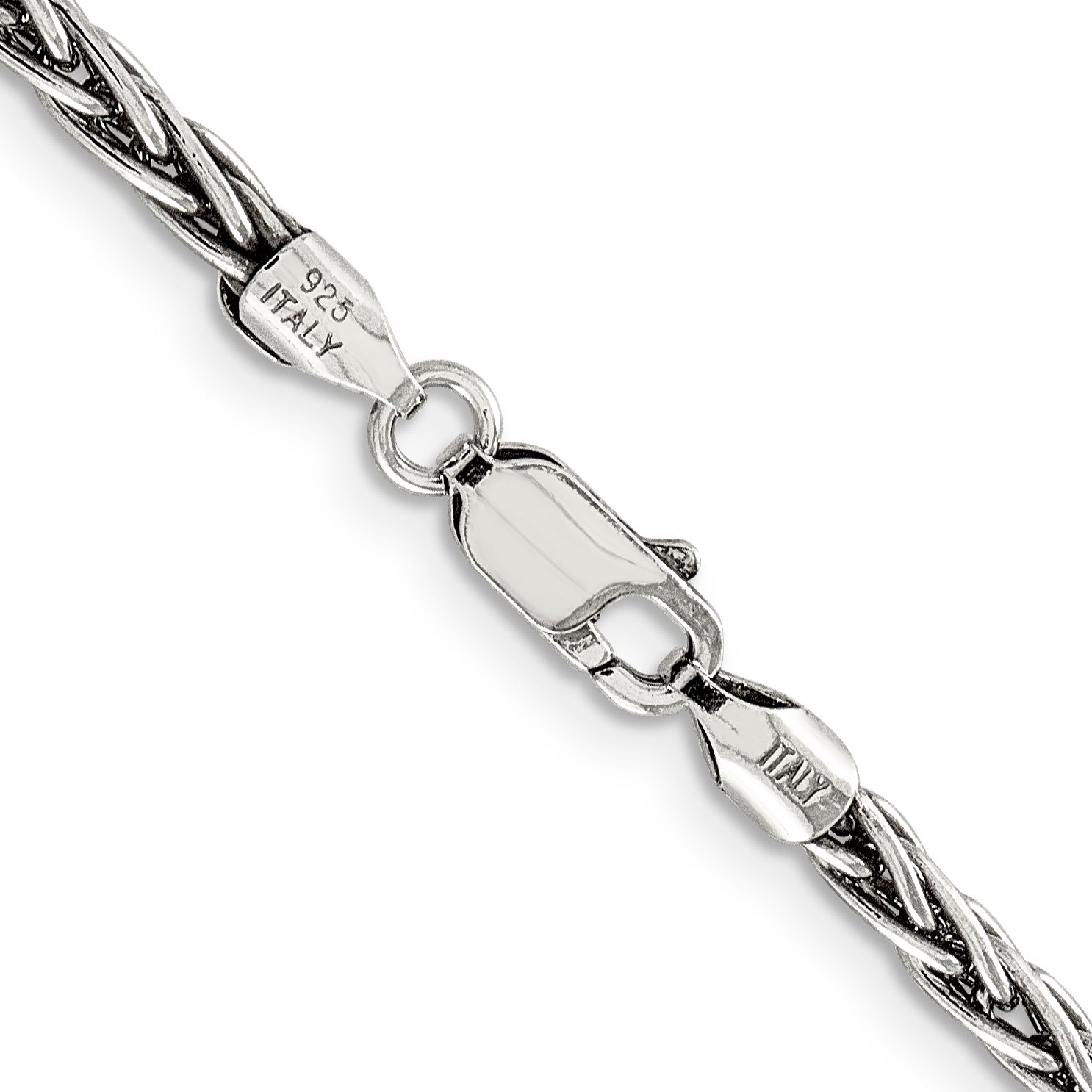 Sterling Silver Antiqued 3.25mm Solid Square Spiga Chain