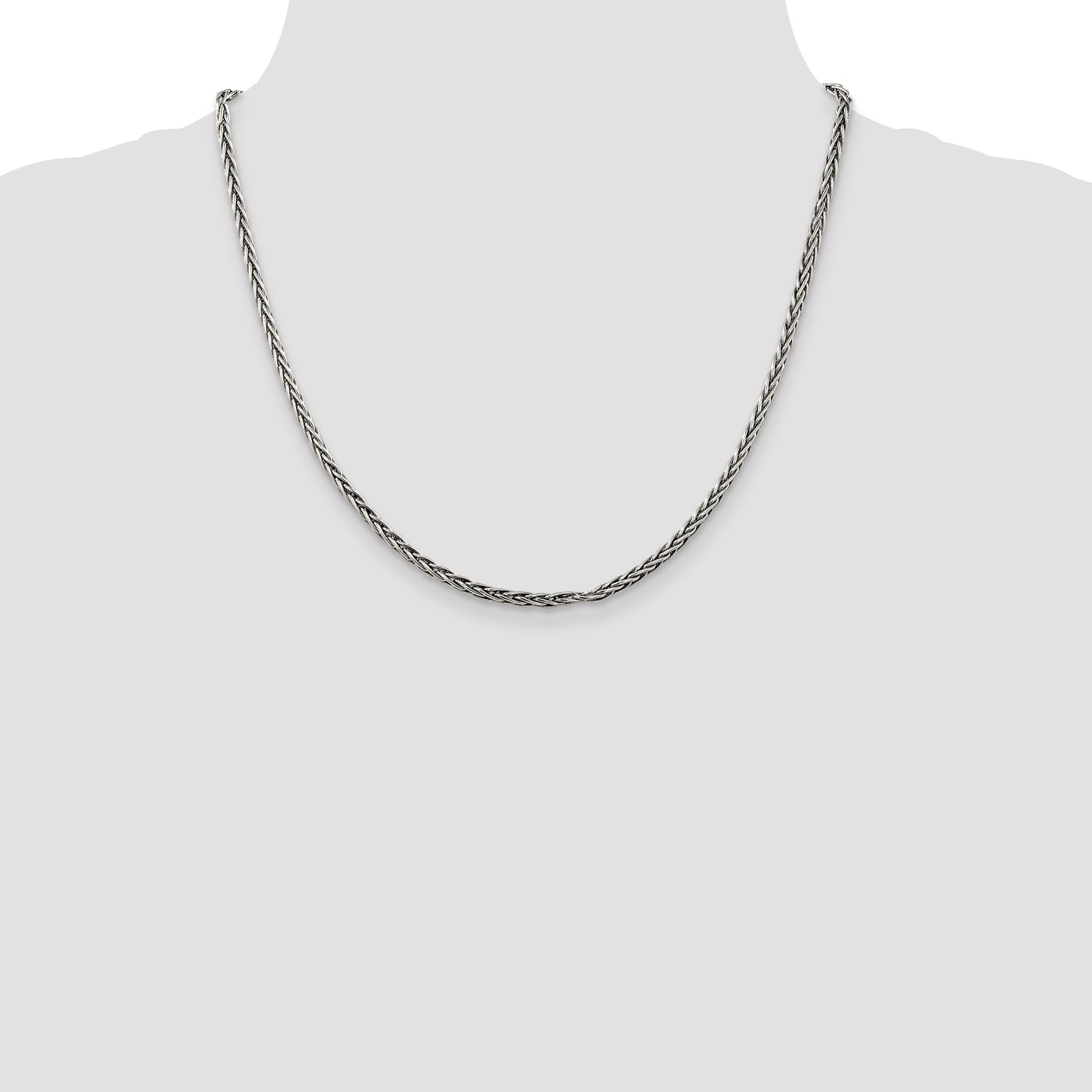 Sterling Silver Antiqued 3.25mm Solid Square Spiga Chain