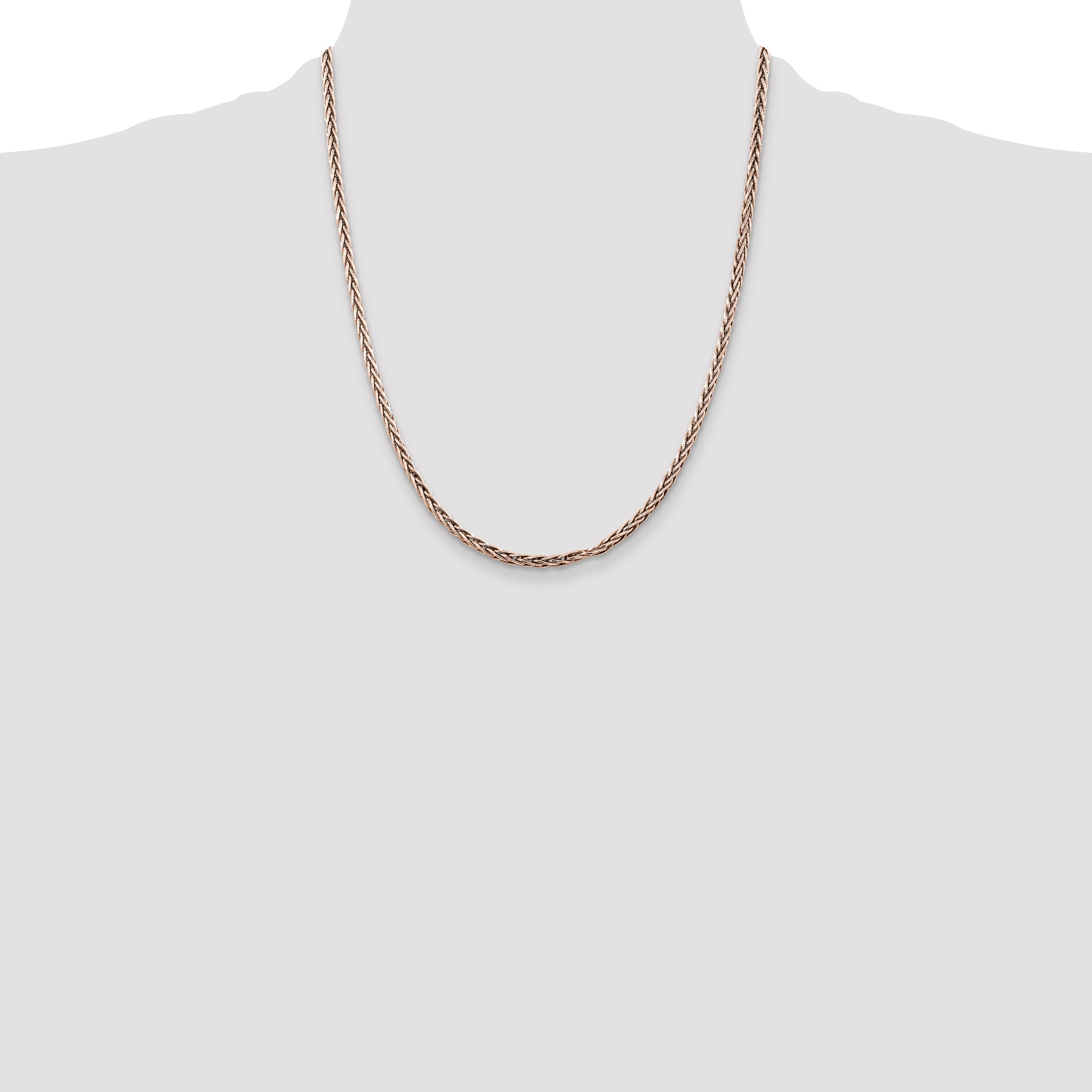 Sterling Silver Antiqued 3.25mm Solid Square Spiga Chain