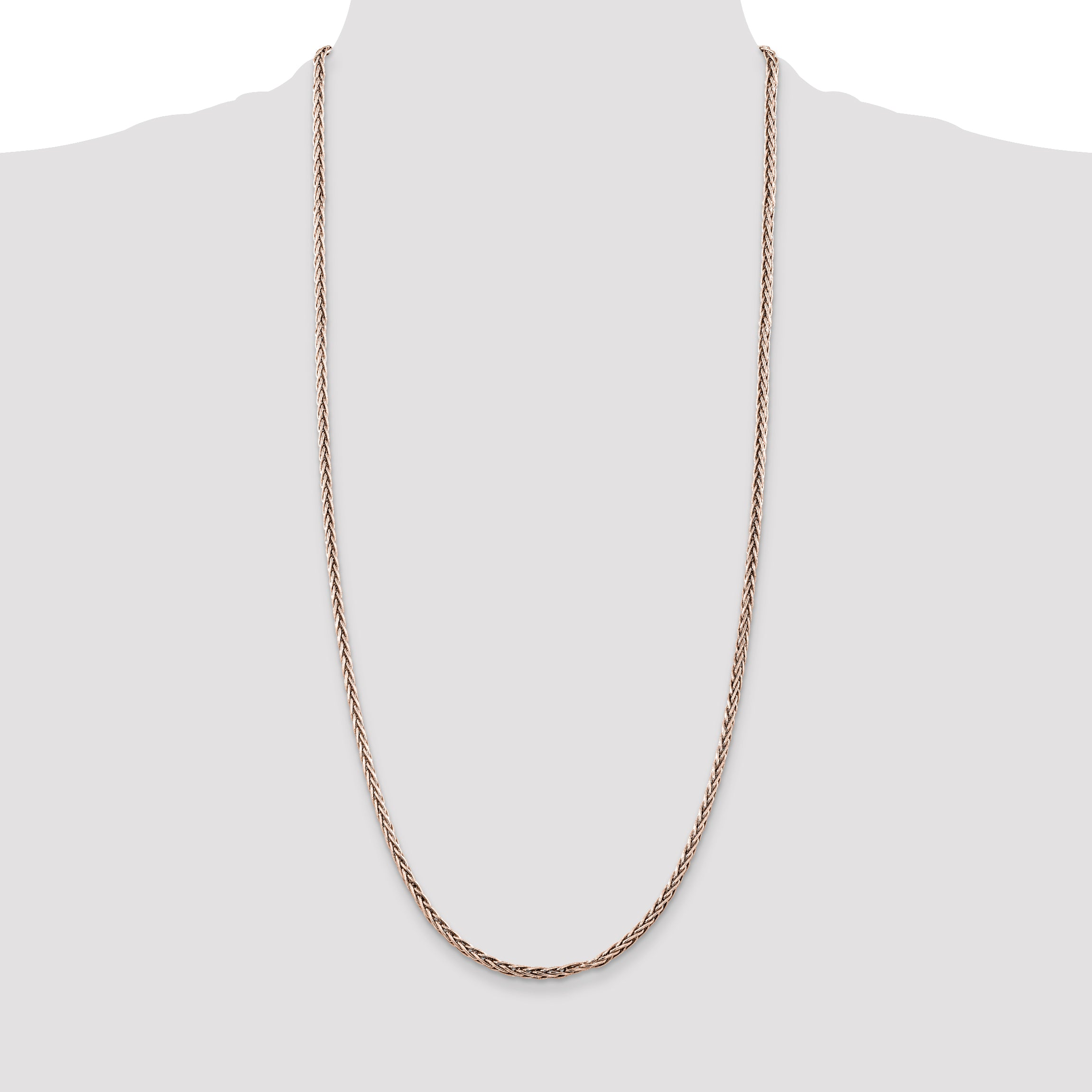 Sterling Silver Antiqued 3.25mm Solid Square Spiga Chain